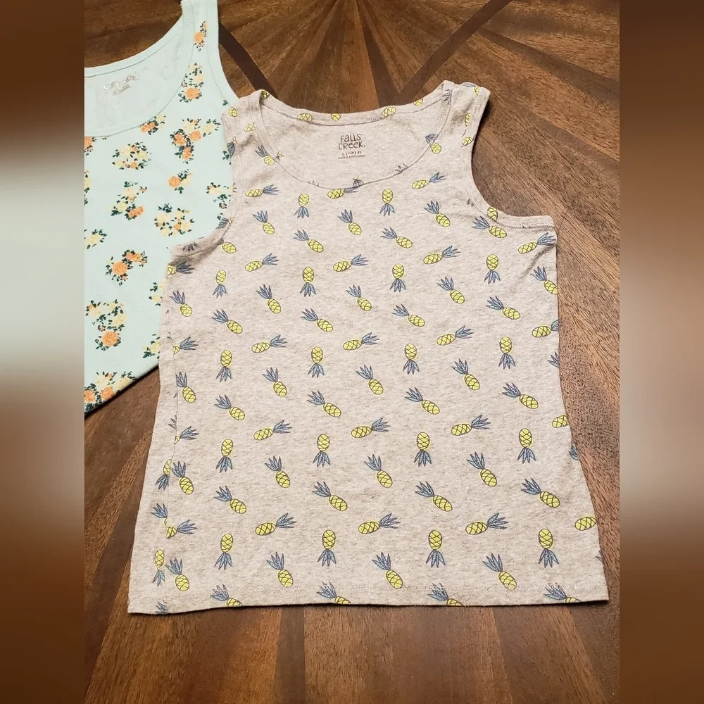 Floral and Pineapple Kids Tank Tops Cherokee And Falls Creek Size 10/12